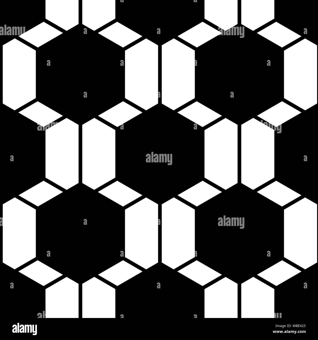 Black and white hexagon soccer ball seamless pattern, vector Stock