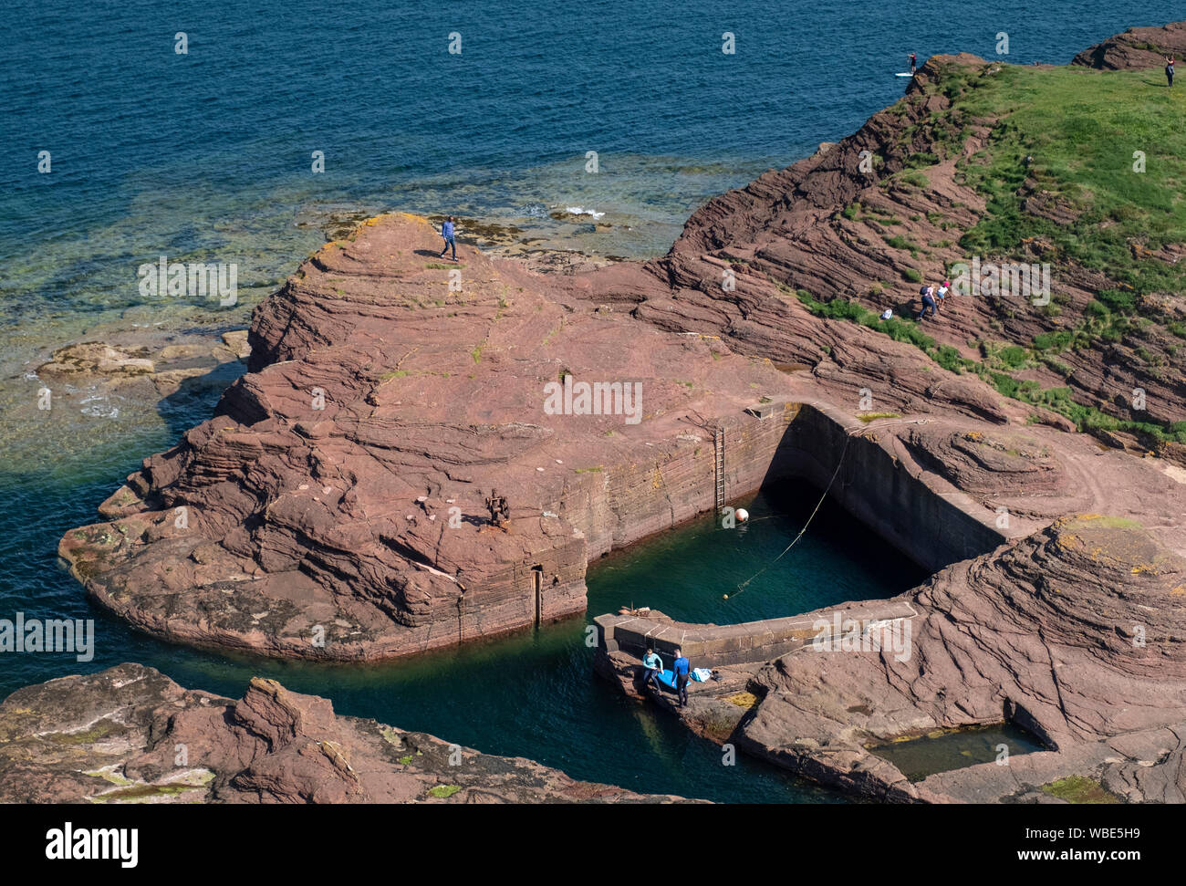 Small sandstone harbour at Seacliff Estate, East Lothian, Scotland