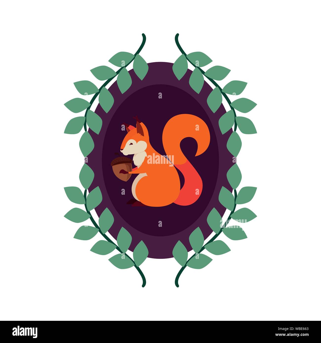 squirrel acorn happy autumn season vector illustration Stock Vector ...