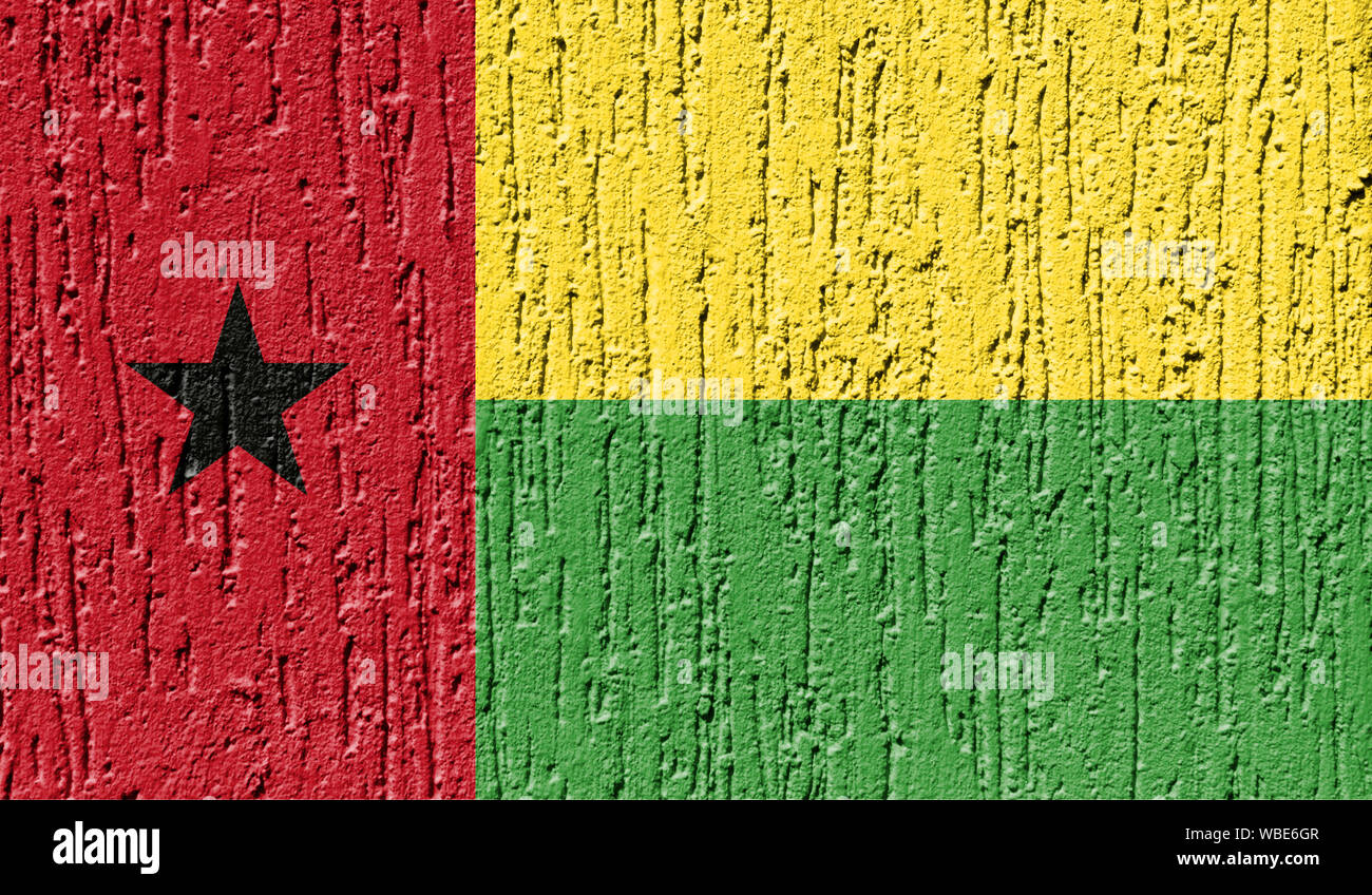 Flag of Guinea Bissau close up painted on a cracked wall Stock Photo ...