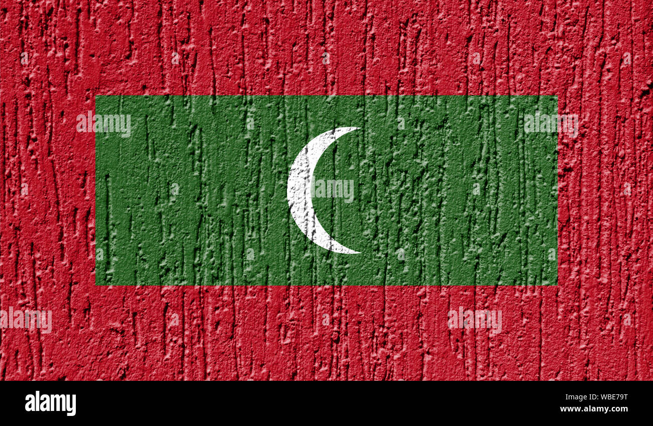 Flag of Maldives close up painted on a cracked wall Stock Photo - Alamy