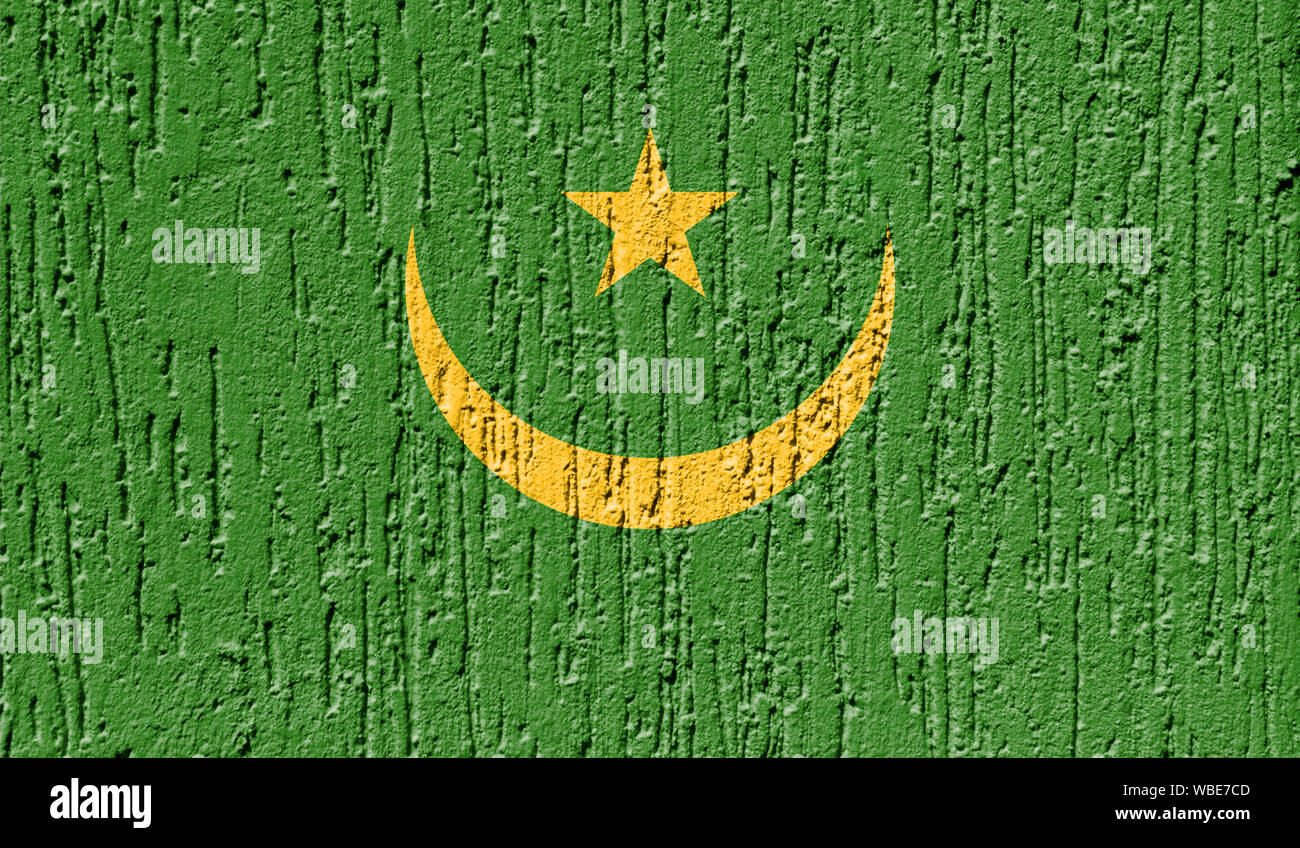 Flag of Mauritania close up painted on a cracked wall Stock Photo - Alamy