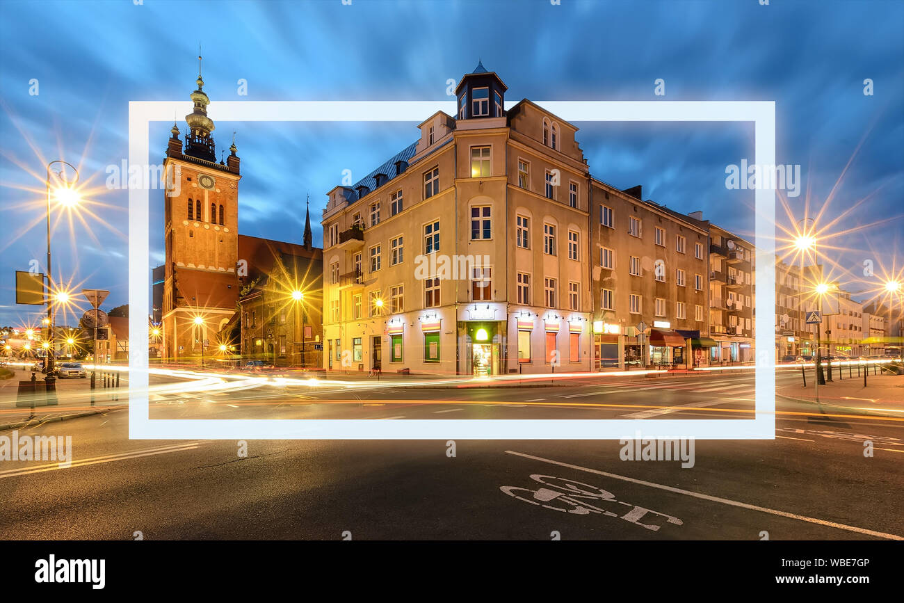 The street with frame in the old sity Stock Photo - Alamy