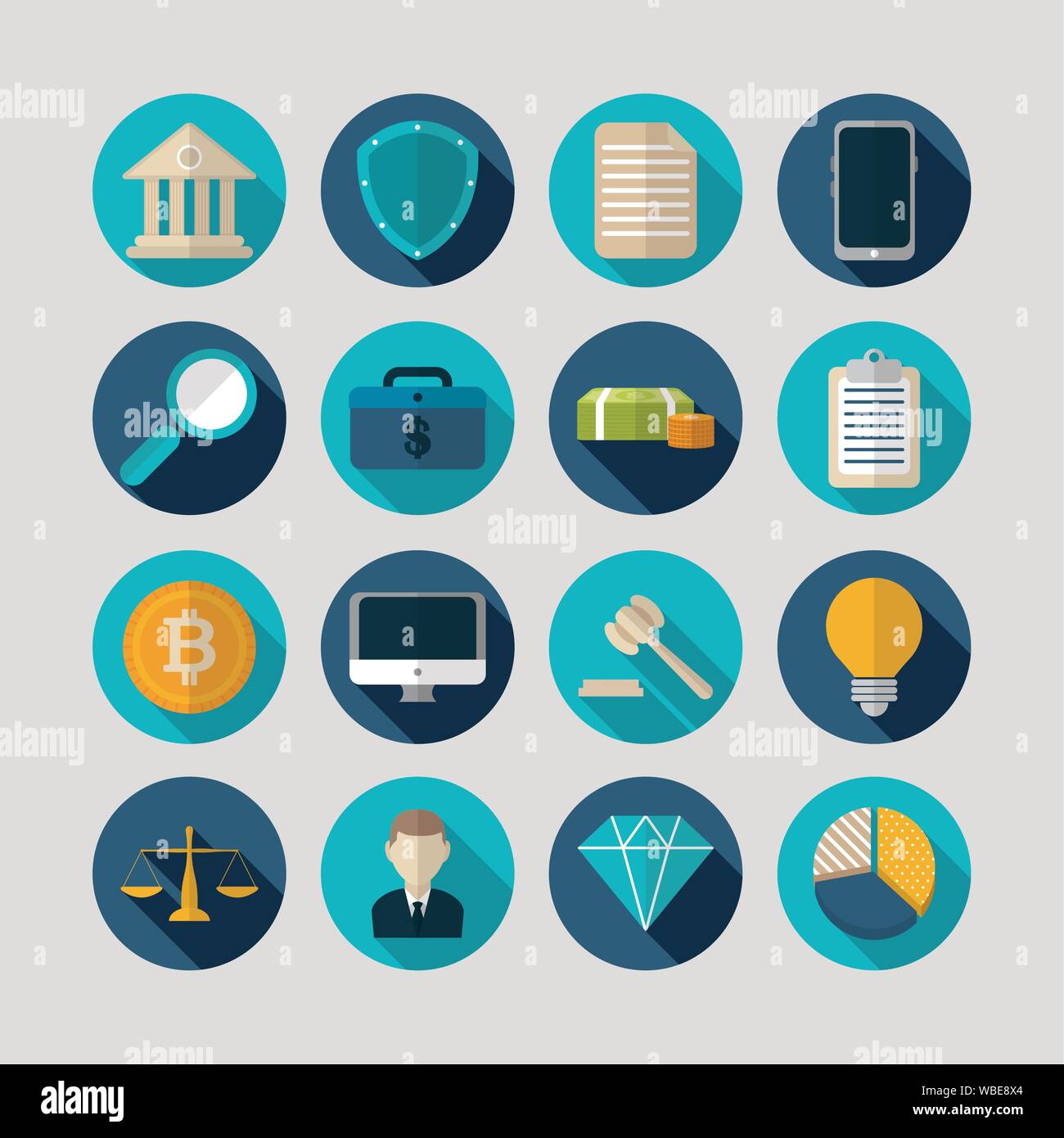 finance business icons flat design Stock Vector