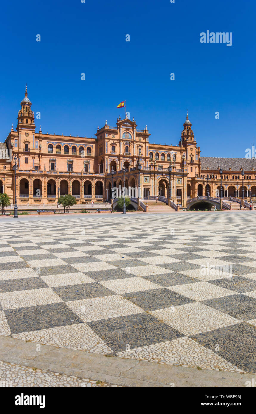 Checkerboard pattern on the Plaza Espana in Sevilla, Spain Stock Photo