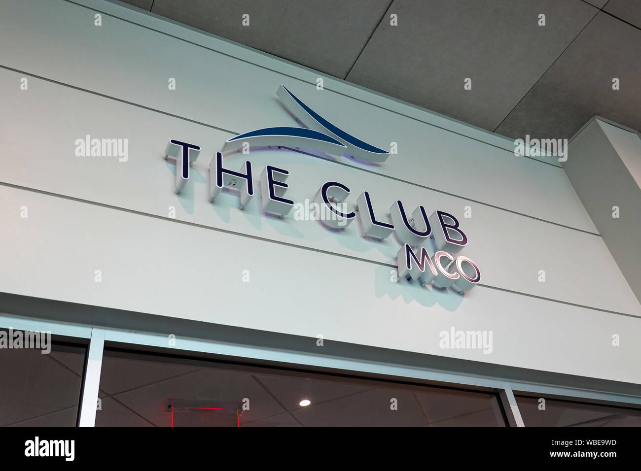 Orlando, FL/USA-8/22/19: The Club MCO in Orlando International Airport Terminal A. Stock Photo