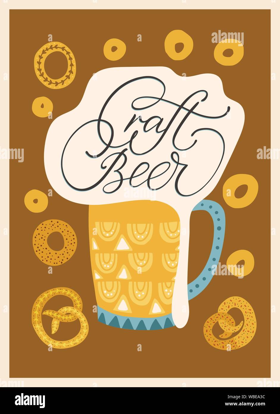 Beer festival vector ornate illustration. Oktoberfest detailed card with gingerbreads and