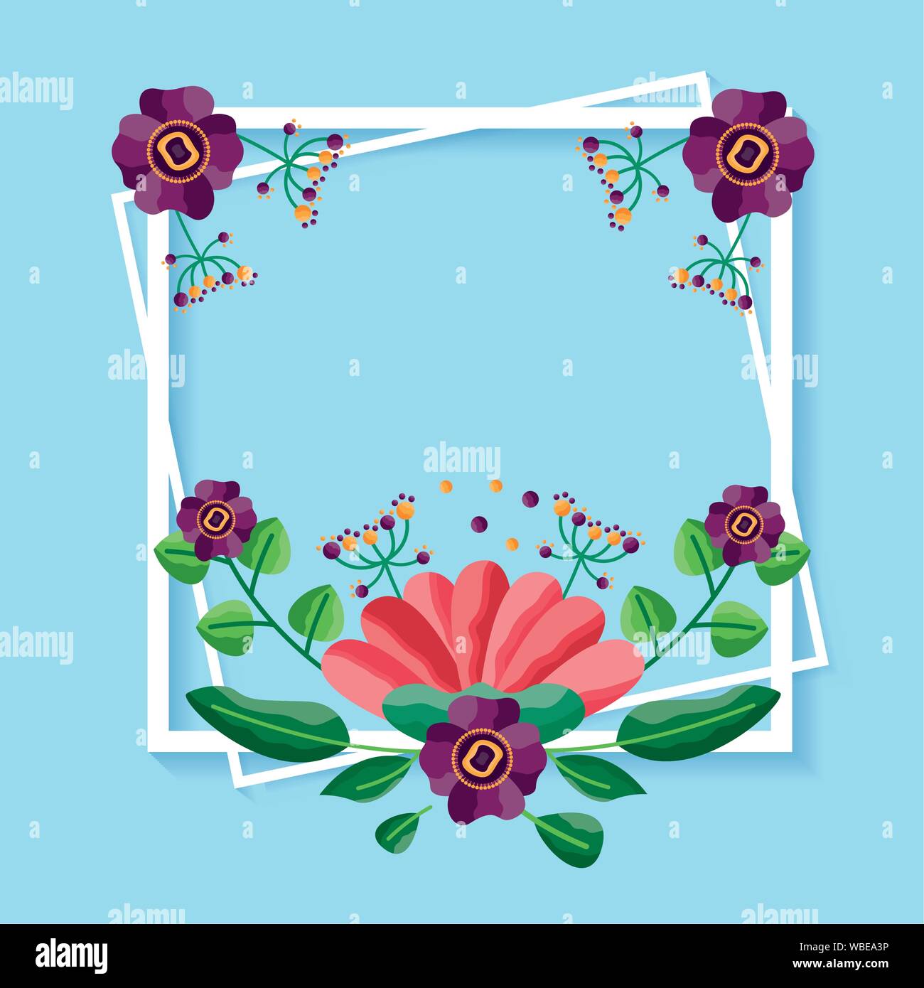 decorative frame flowers leaves decoration Stock Vector Image & Art - Alamy