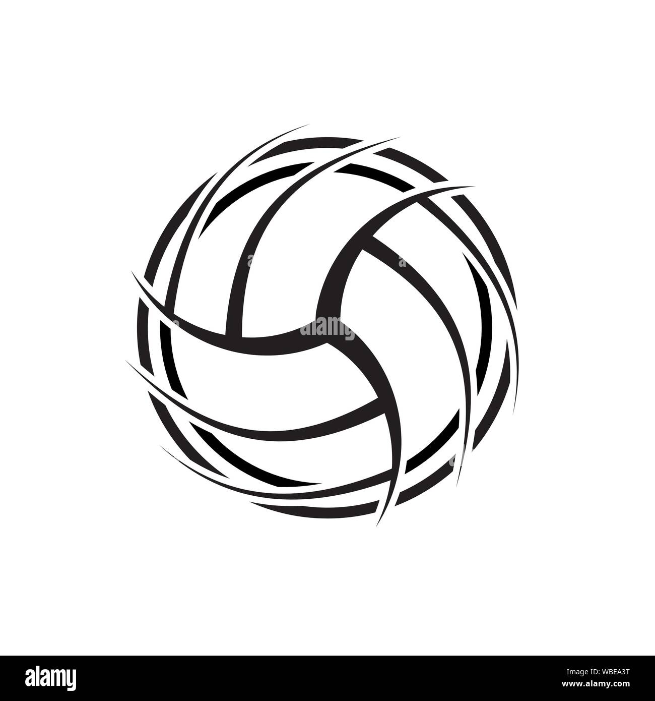Black volleyball outline silhouette isolated on white background Stock ...