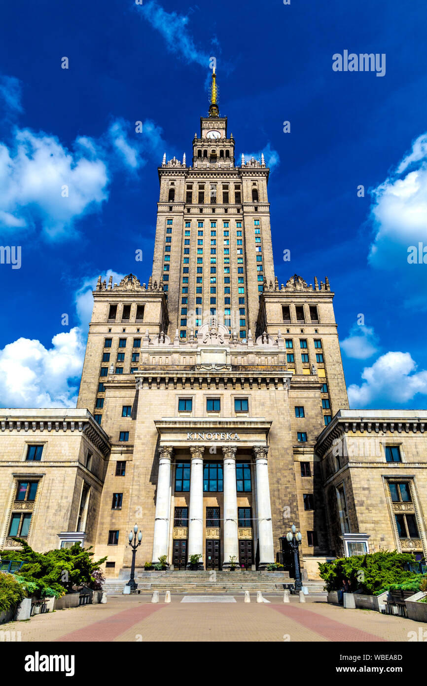 Exterior of art deco, soviet realism style Palace of Culture and Science (Palac Kultury i Nauki), Warsaw, Poland Stock Photo
