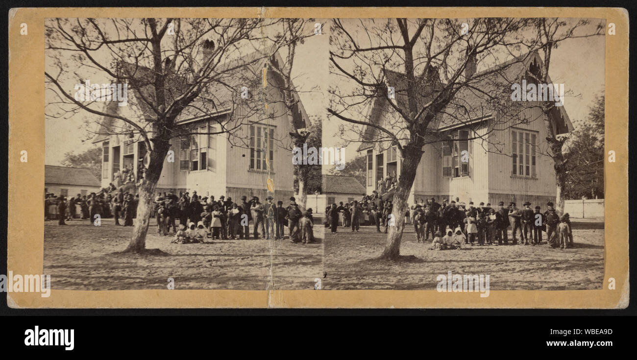 Freed Slave Children With Their Teachers Abstract Medium 1 Photograph Albumen Silver Print 8 5 X 17 Cm Stereograph Format Stock Photo Alamy