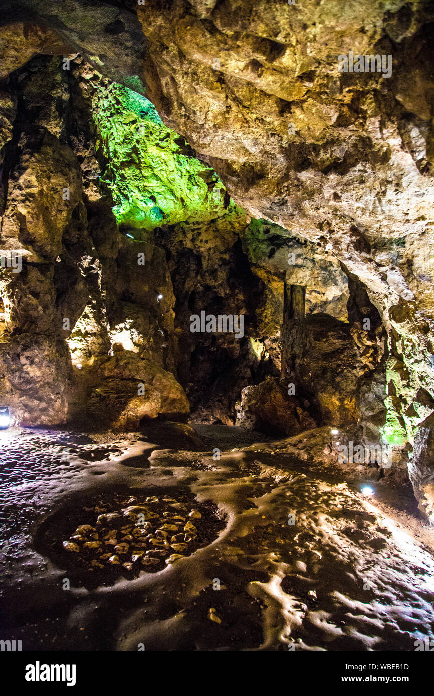 Interior of Dragon's Den (Smocza Jama) - a limestone cave in the Wawel Hill where the legendary dragon resided, Krakow, Poland Stock Photo