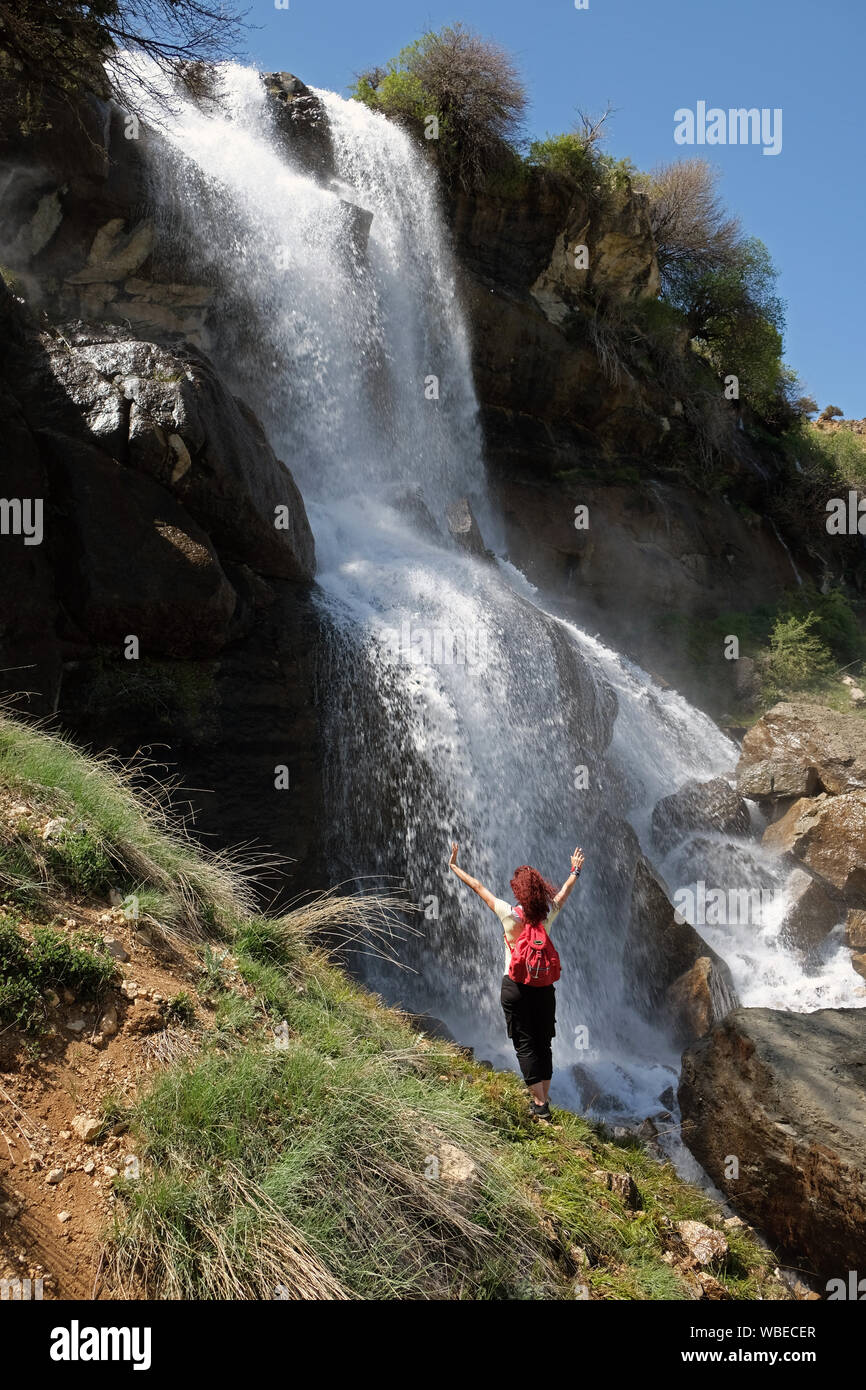 waterfalls have always attracted the attention of people. they are sometimes visited as sacred sites. just like Antalya/Gombe/Ucarsu waterfalls Stock Photo