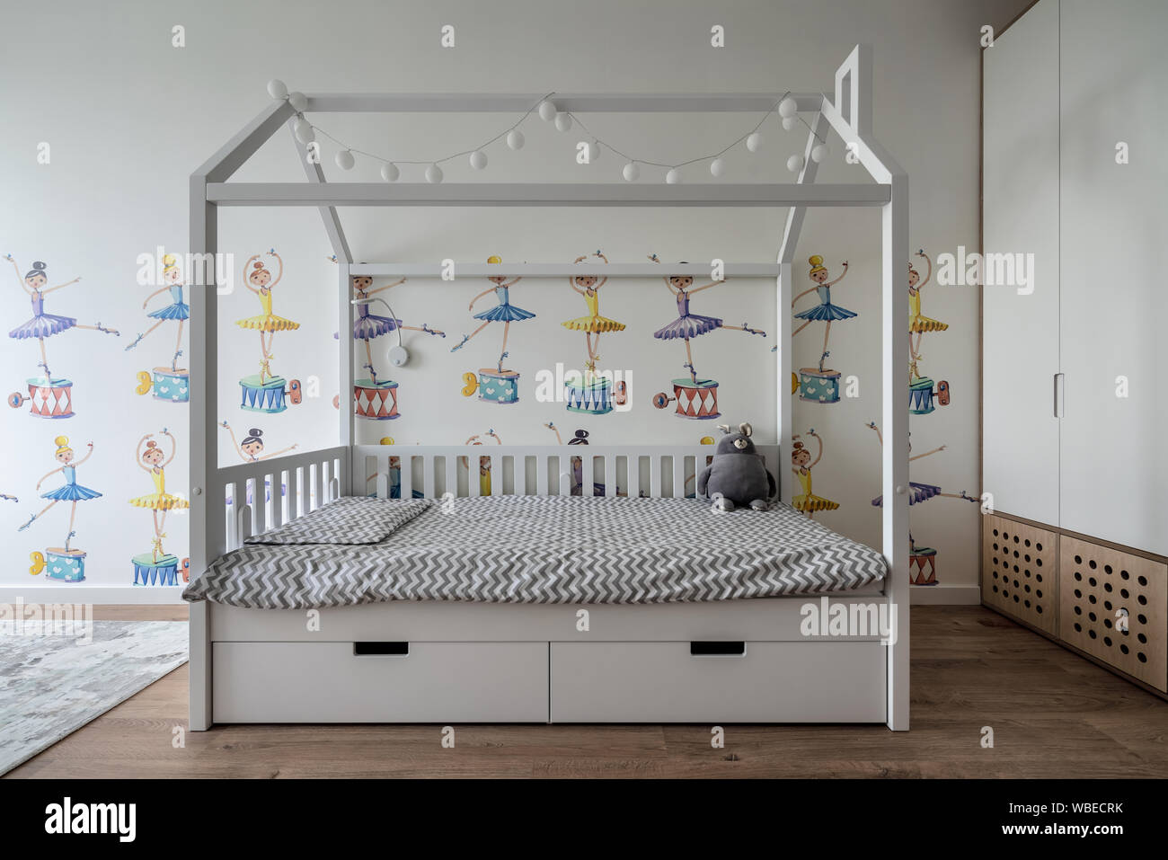 Beautiful Modern Children Room With White Walls With Colorful