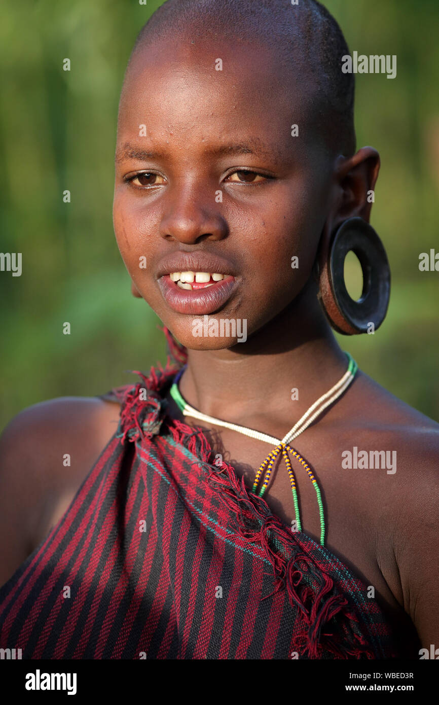 Beautiful tribal Suri girl at a ceremony in Lower Omo Valley near ...