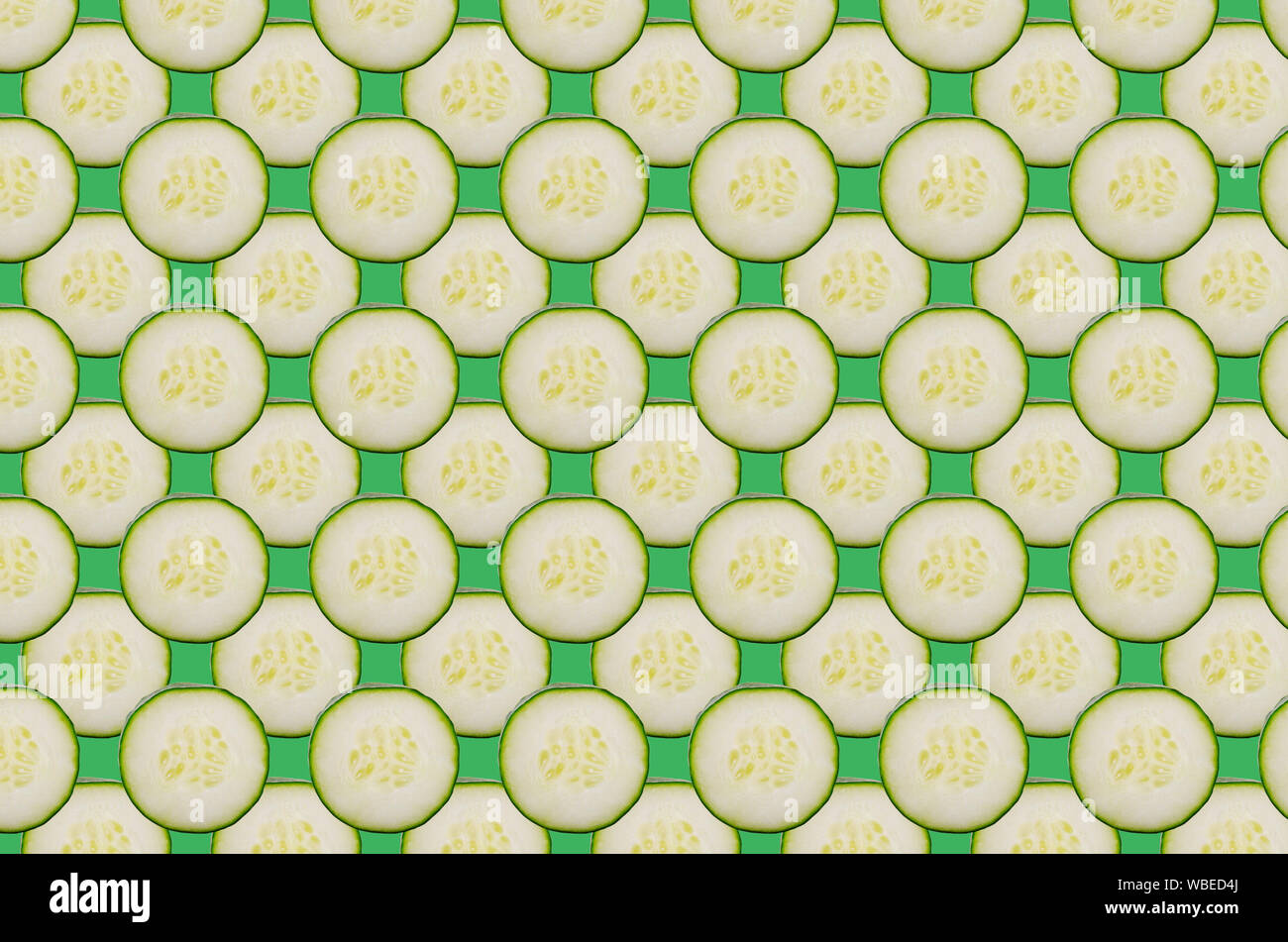 Coral cucumbers slice pattern on colorful background Stock Photo