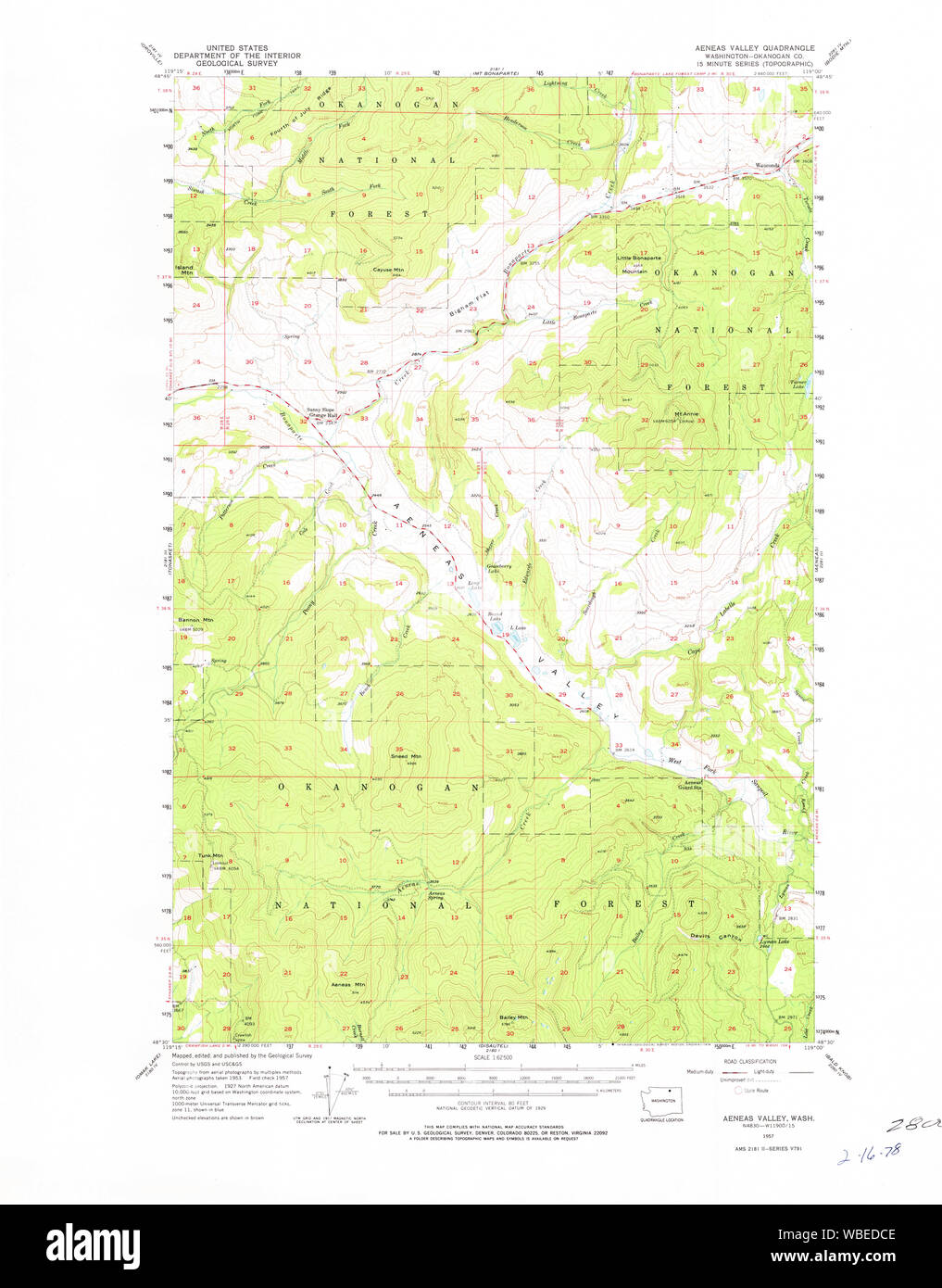 USGS Topo Map Washington State WA Aeneas Valley 239748 1957 62500