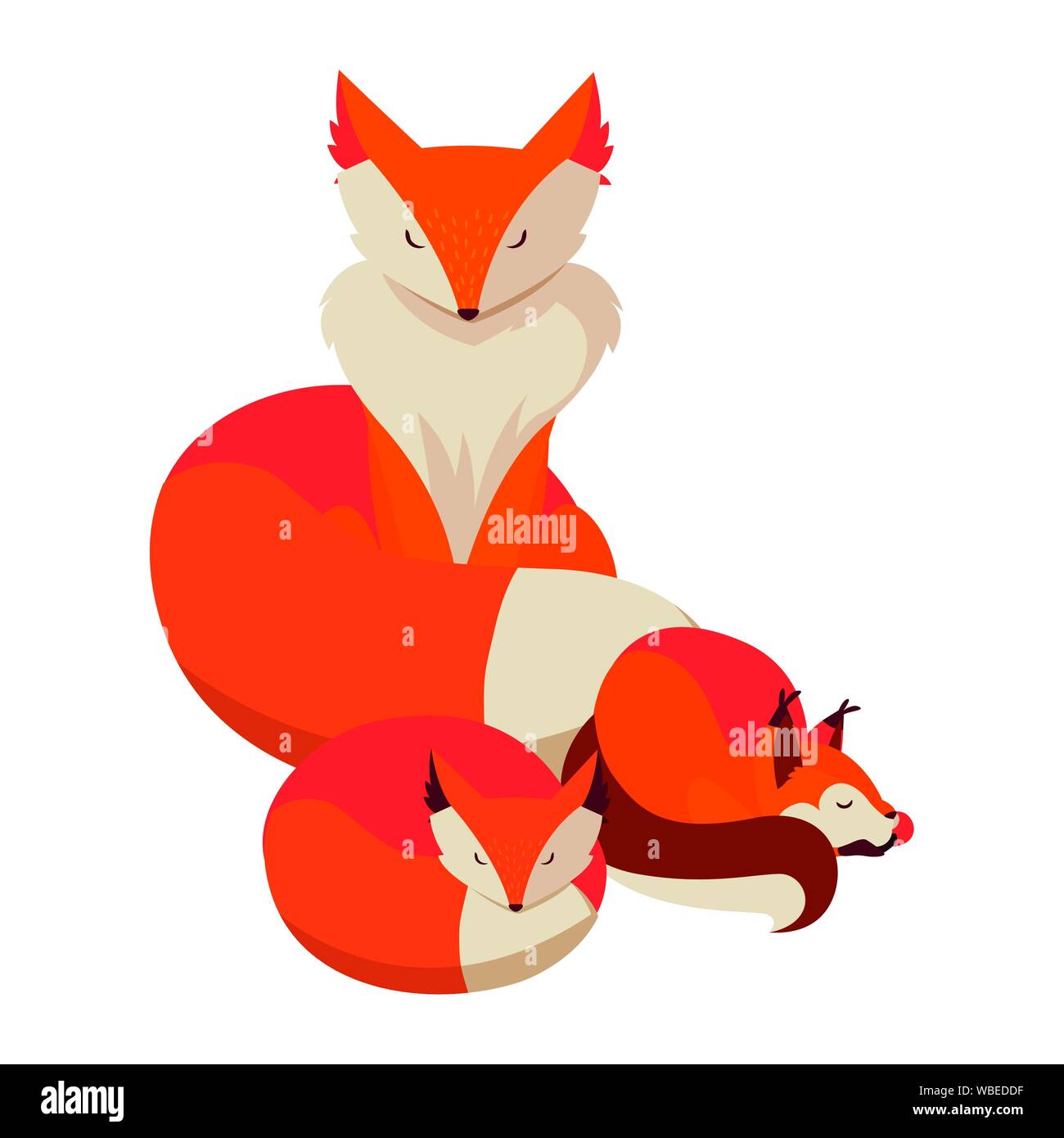 foxes mammal happy autumn season vector illustration Stock Vector Image