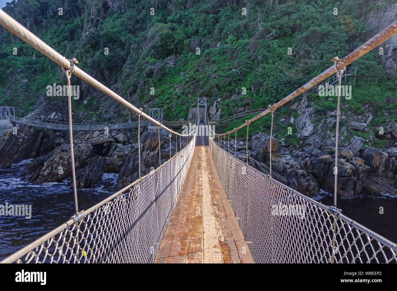 Suspension footbridge over the Storms River in the Tsitsikamma National