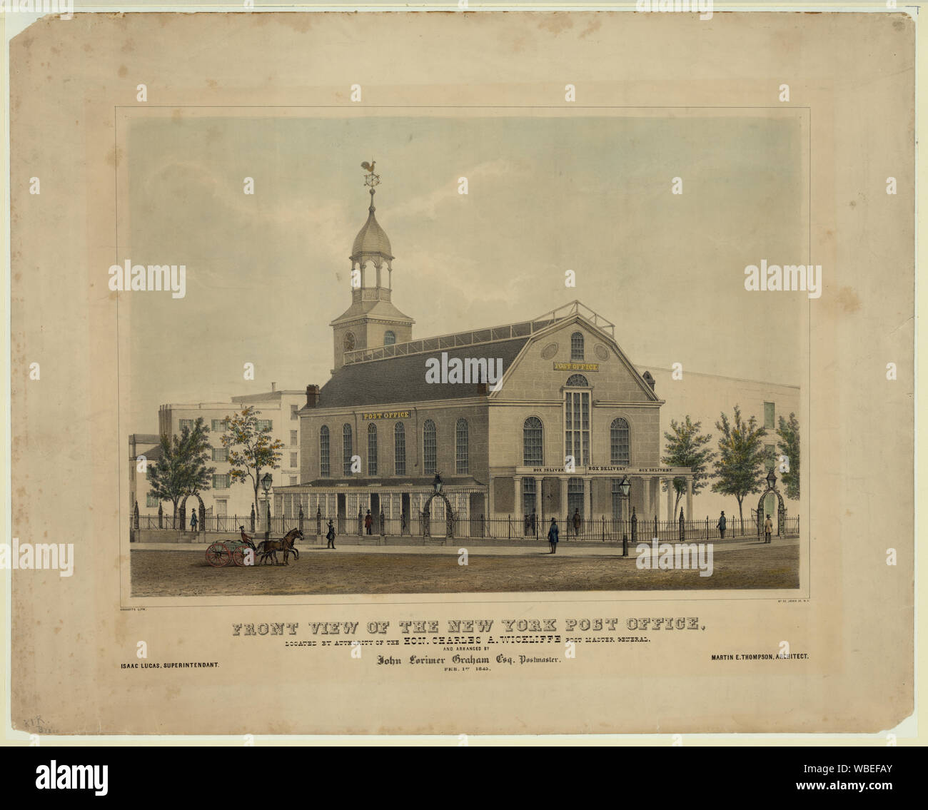 Front view of the New York Post office, located by authority of the Hon