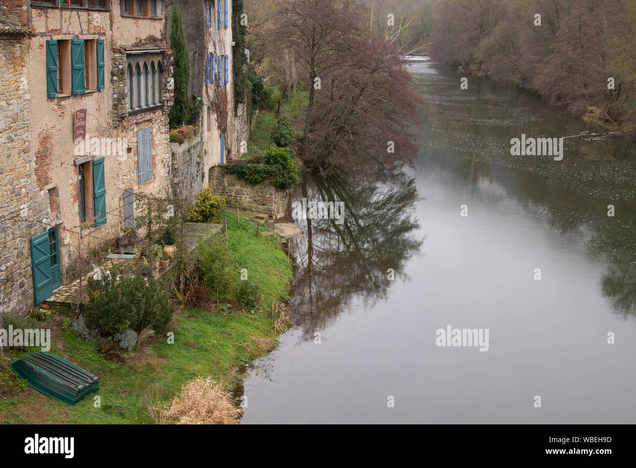 Saint-Antonin-Noble-Val, France - January 08, 2013: houses, streets, river and architecture of the village Stock Photo