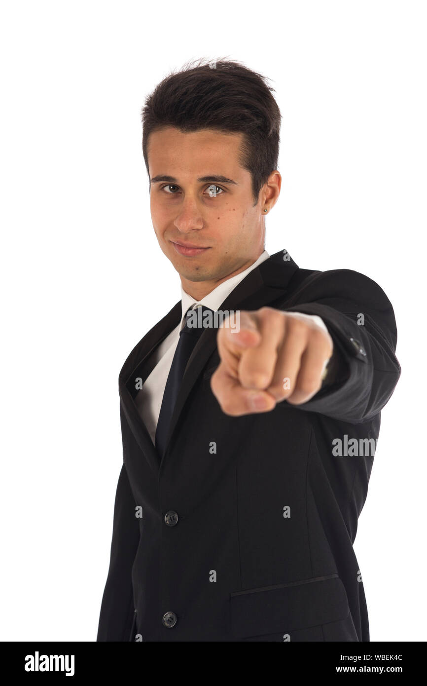 Studio portrait of a young man in a classic elegant suit; background is ...