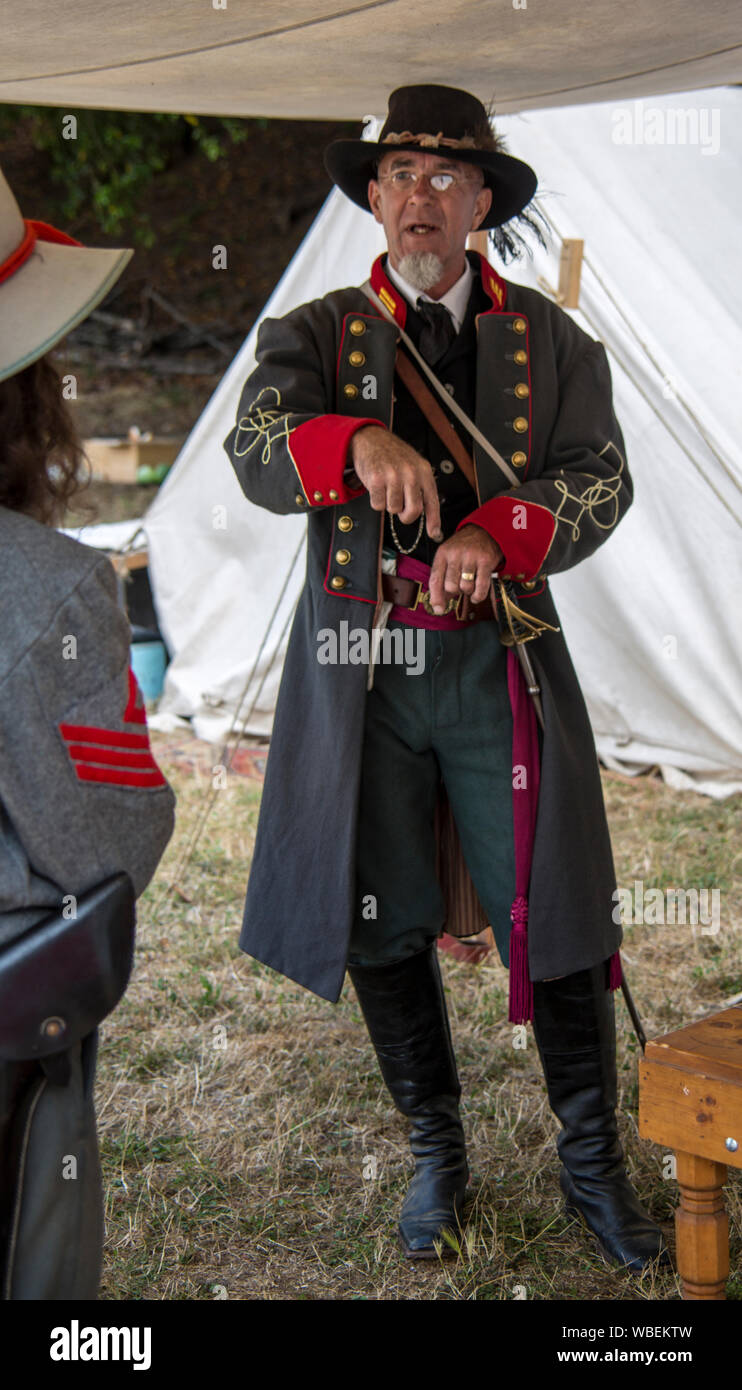 Duncan Mills, Calif - July 14, 2012: Man in Military Uniform during Civil War Reenactment Stock Photo