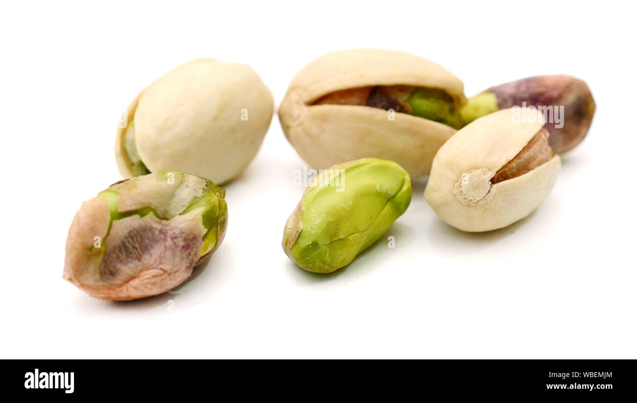 Pistachios isolated on white background Stock Photo