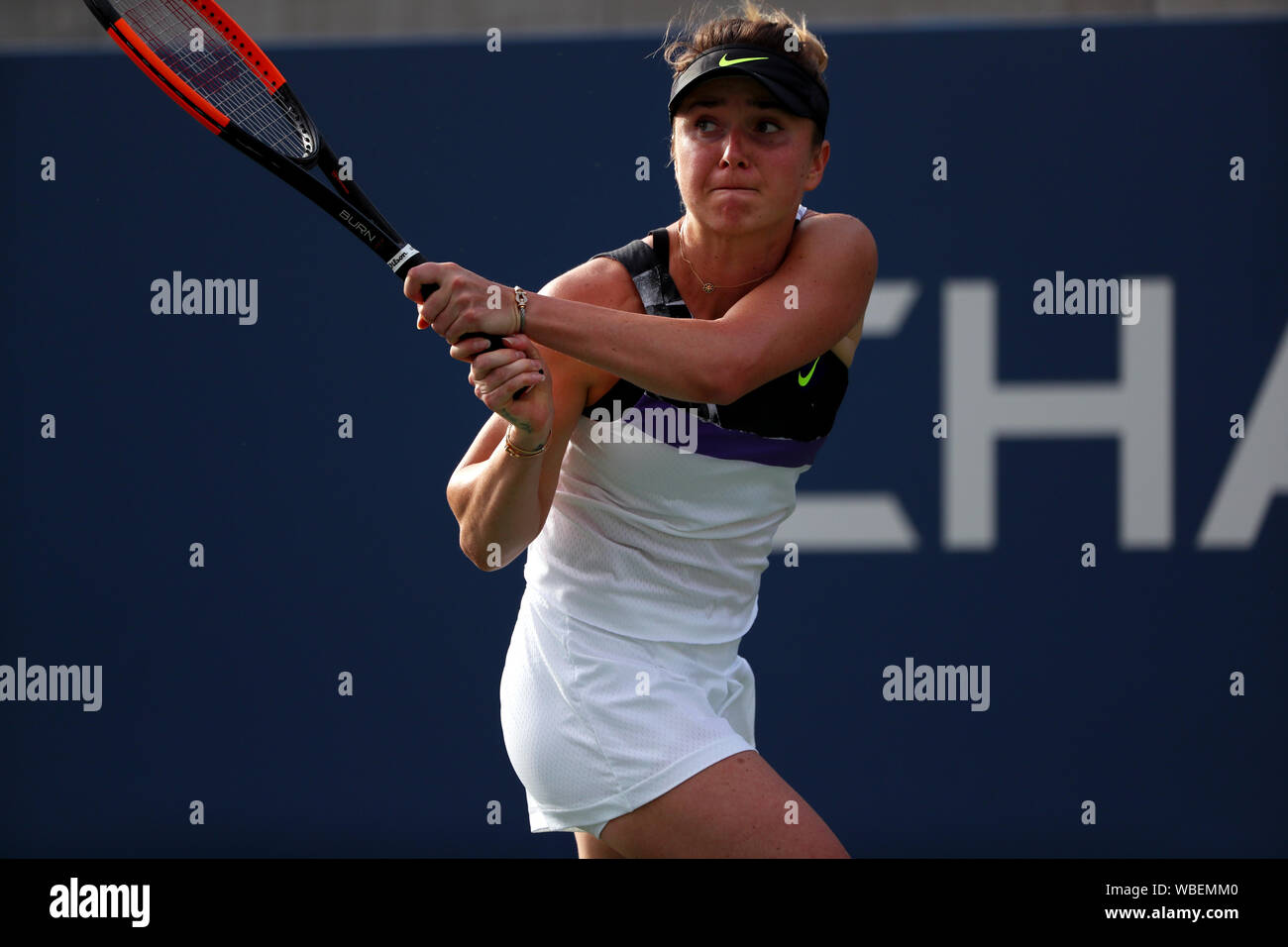 Flushing Meadows, New York, United States - August 26, 2019.   Number five seed Elina Svitolina of Ukraine during her first round match against Whitney Osuigwe of the United States on the first day of play at the US Open in Flushing Meadows, New York.  Svitolina won the match in straight sets. Credit: Adam Stoltman/Alamy Live News Stock Photo