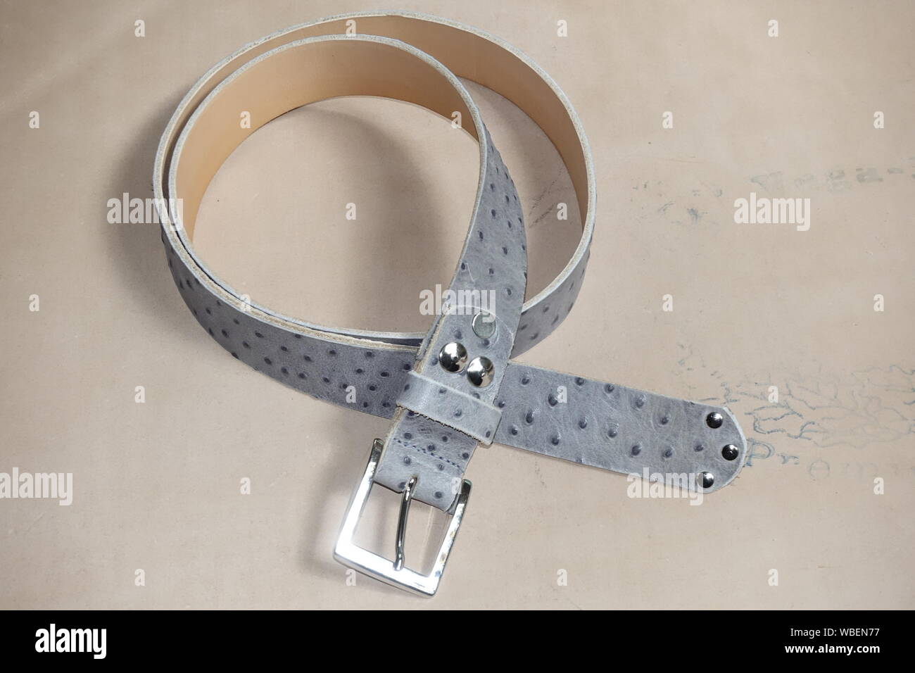 Leather belt handmade Stock Photo