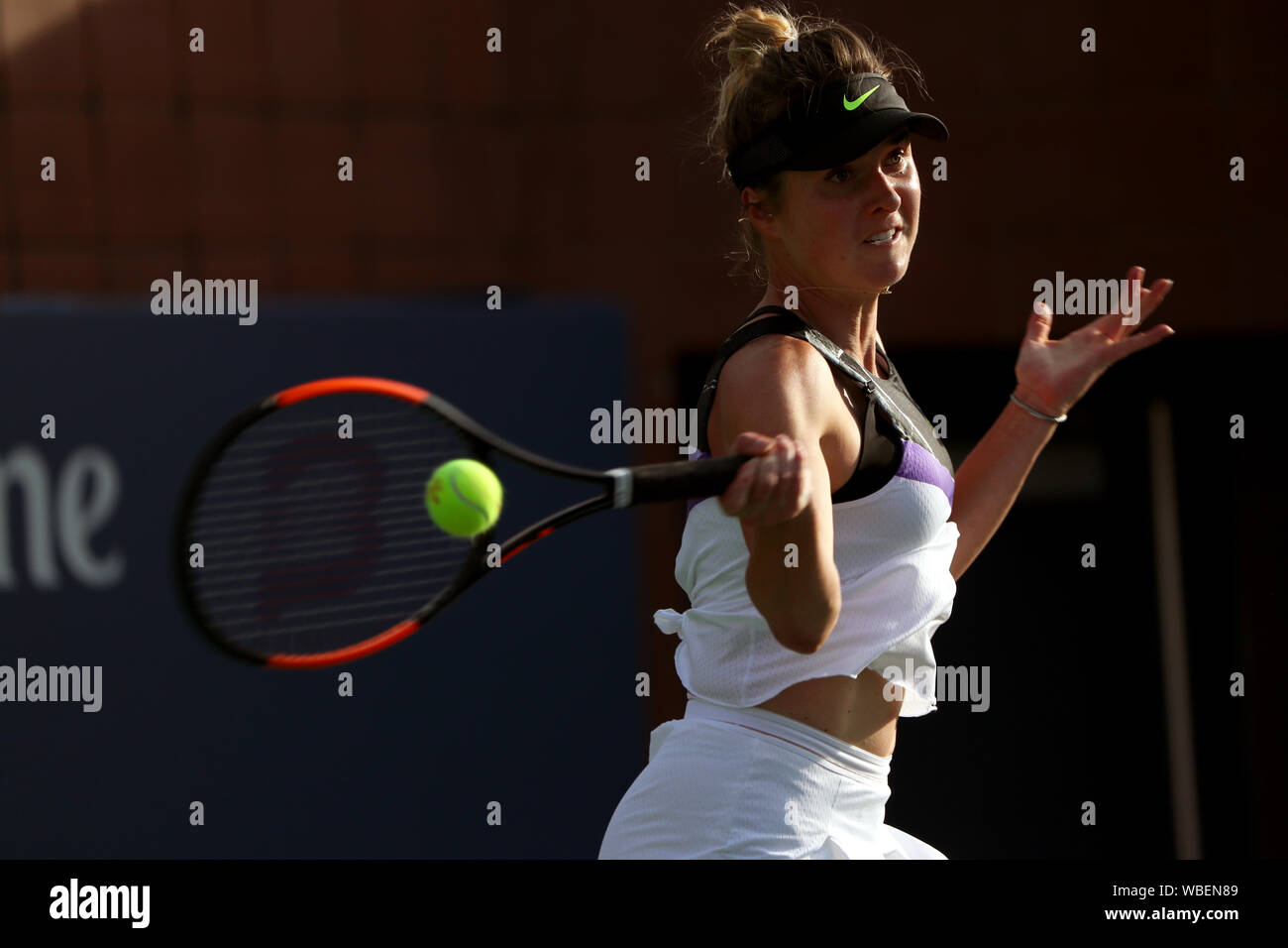 Flushing Meadows, New York, United States - August 26, 2019.   Number five seed Elina Svitolina of Ukraine during her first round match against Whitney Osuigwe of the United States on the first day of play at the US Open in Flushing Meadows, New York.  Svitolina won the match in straight sets. Credit: Adam Stoltman/Alamy Live News Stock Photo