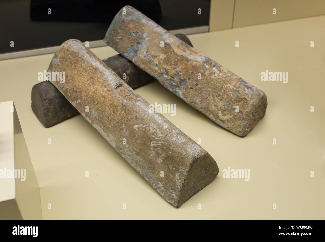 Cadiz, Spain May 31th, 2019 3 Lead ingots made in ancient rome times