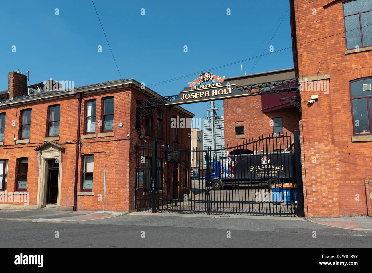 The entrance to Joseph Holt brewery located on Empire Street in the Strangeways area of Manchester, UK. Stock Photo