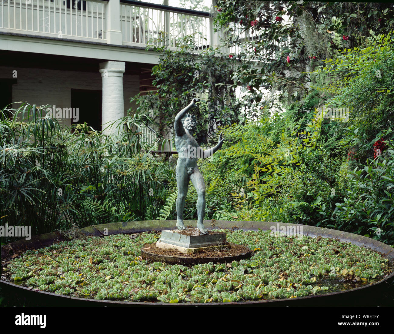 Garden fountain statue, Parlange Plantation, New Roads, Louisiana Stock