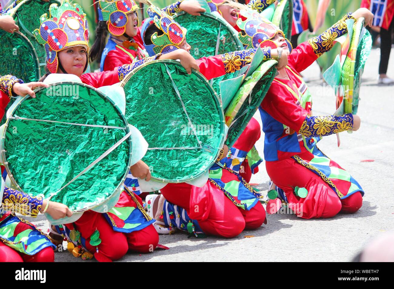 Davao City, PhilippinesAugust 2014 Parade participants in their colorful props at the