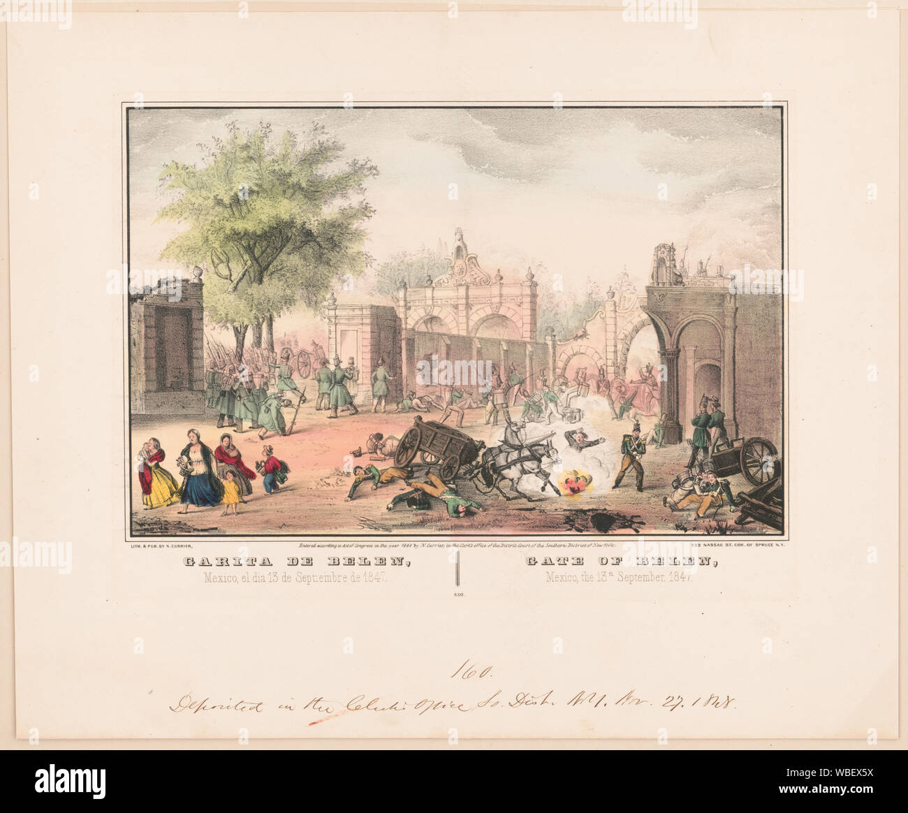 Gate of Belen: Mexico, the 13th September, 1847 Garita de Belen: Mexico, el dia 13 de Septembre de 1847. Abstract: 1 print : lithograph, hand-colored. Stock Photo