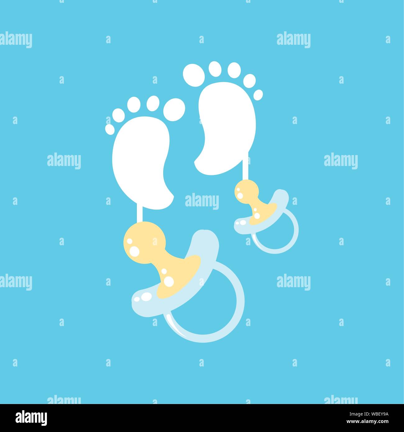 cute pacifier baby with footprint vector illustration design Stock