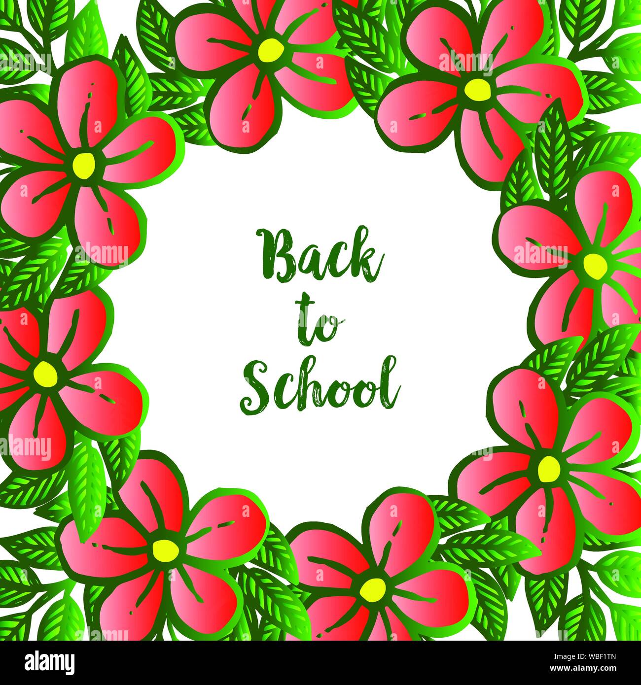 Back to school background with orange flower frame blooms. Vector Stock ...