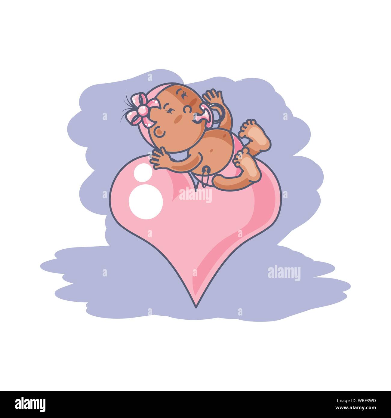 cute baby girl with pacifier and heart love vector illustration design ...