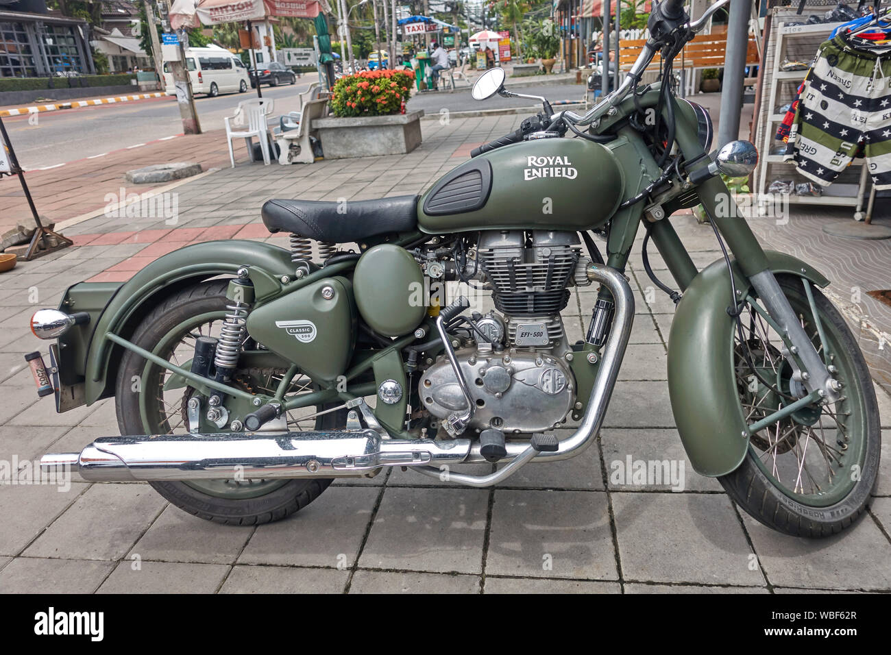 Royal Enfield motorcycle. Classic 500 efi . Originally British built and now made in India Stock Photo