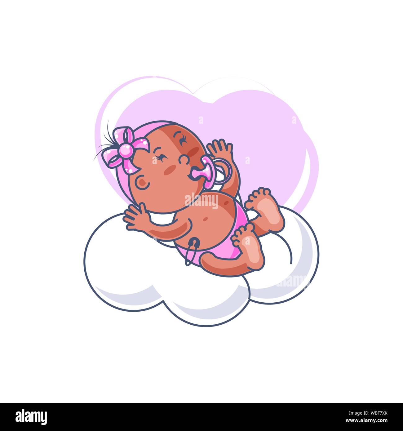 cute baby girl with pacifier and cloud vector illustration design Stock ...