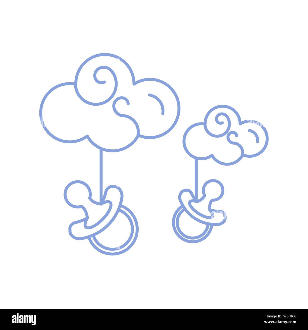cute pacifier baby hanging in clouds vector illustration design Stock ...