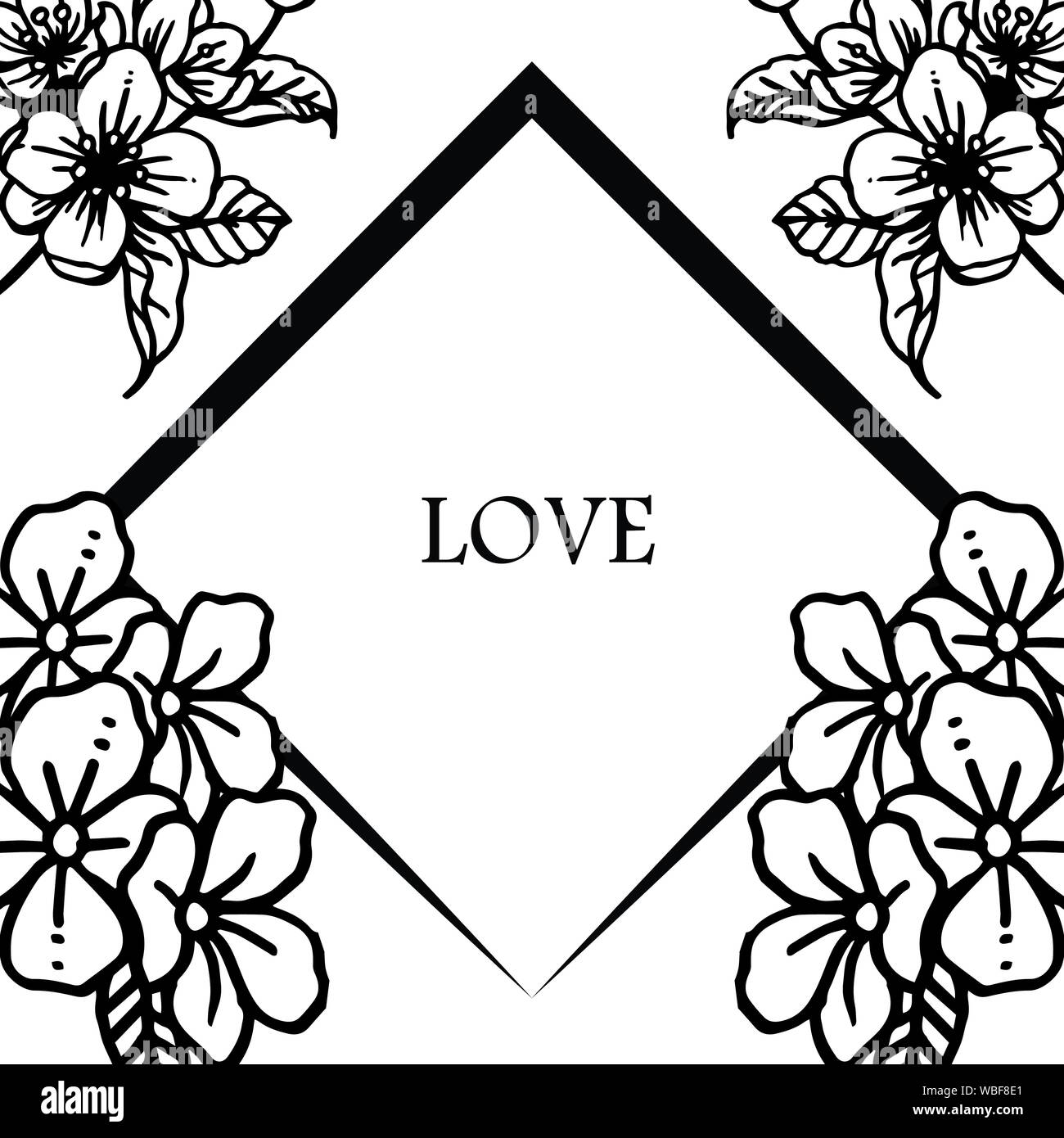 Decorative of love letter with border pattern of wreath frame blooms.  Vector Stock Vector Image & Art - Alamy