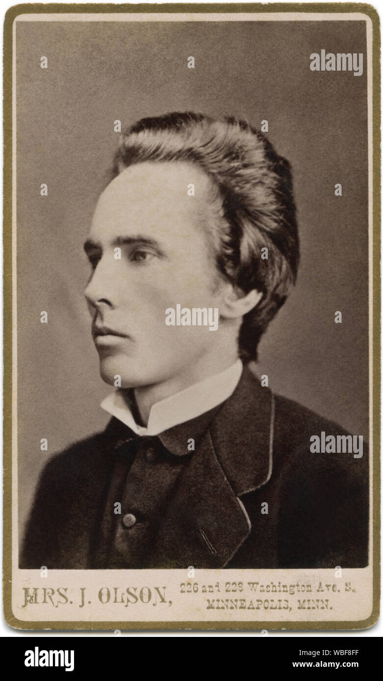 CDV (carte de visite) of Erik August Skogsbergh (1850-1939), a Swedish immigrant to the United States and evangelical preacher who was known as 'The Swedish Moody' because of similarities to his friend, American evangelist Dwight L. Moody. Photo circa 1880. Stock Photo