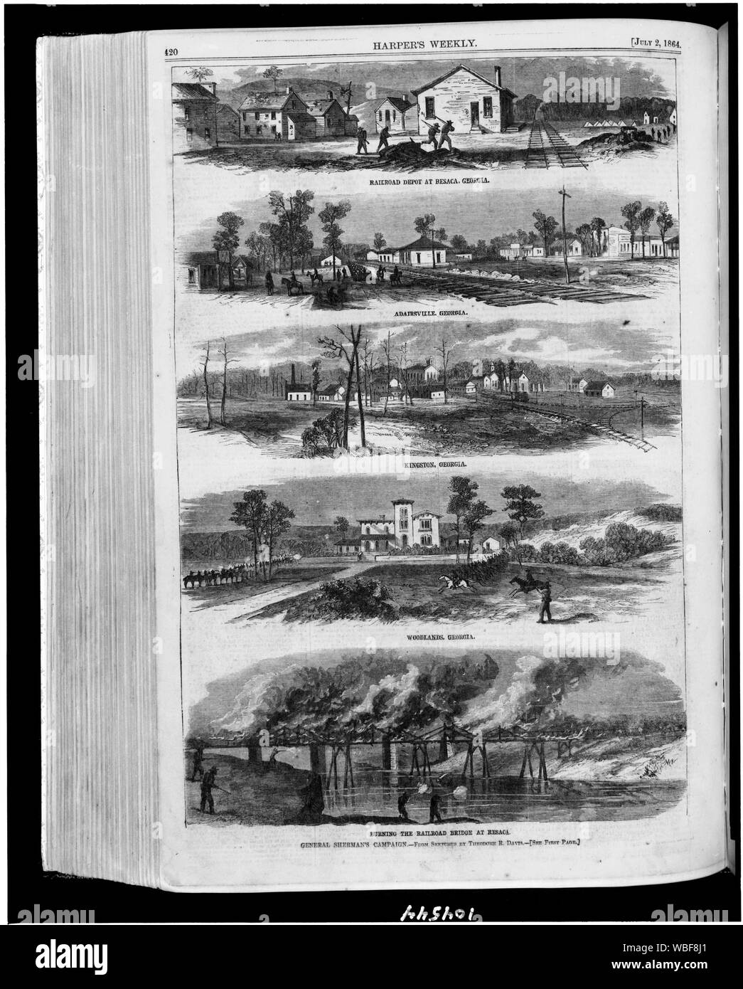 General Sherman's campaign / from sketches by Theodore R. Davis. Abstract/medium: 5 prints (1 p.) : wood engraving. Stock Photo