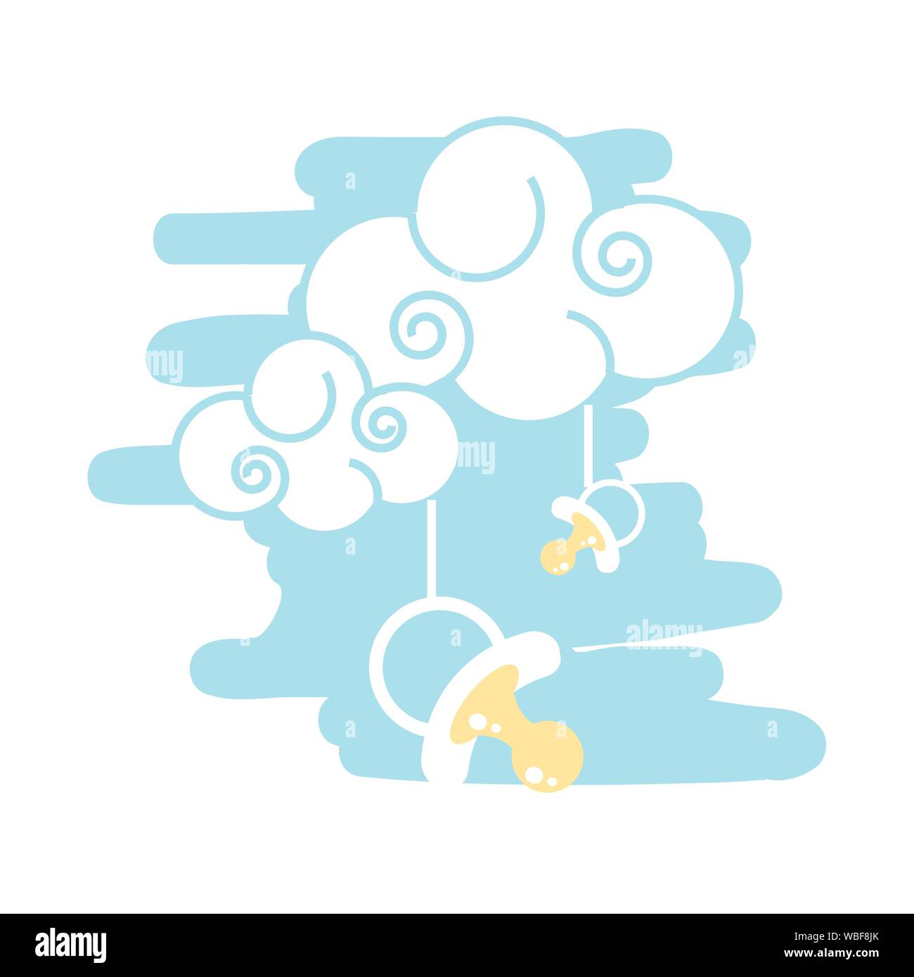 cloud with pacifier baby hanging vector illustration design Stock ...