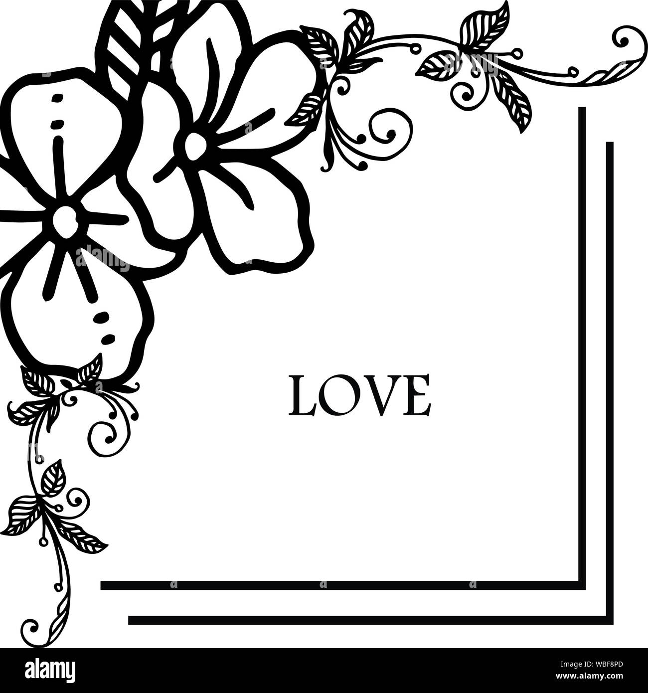 Decorative of love letter with border pattern of wreath frame ...