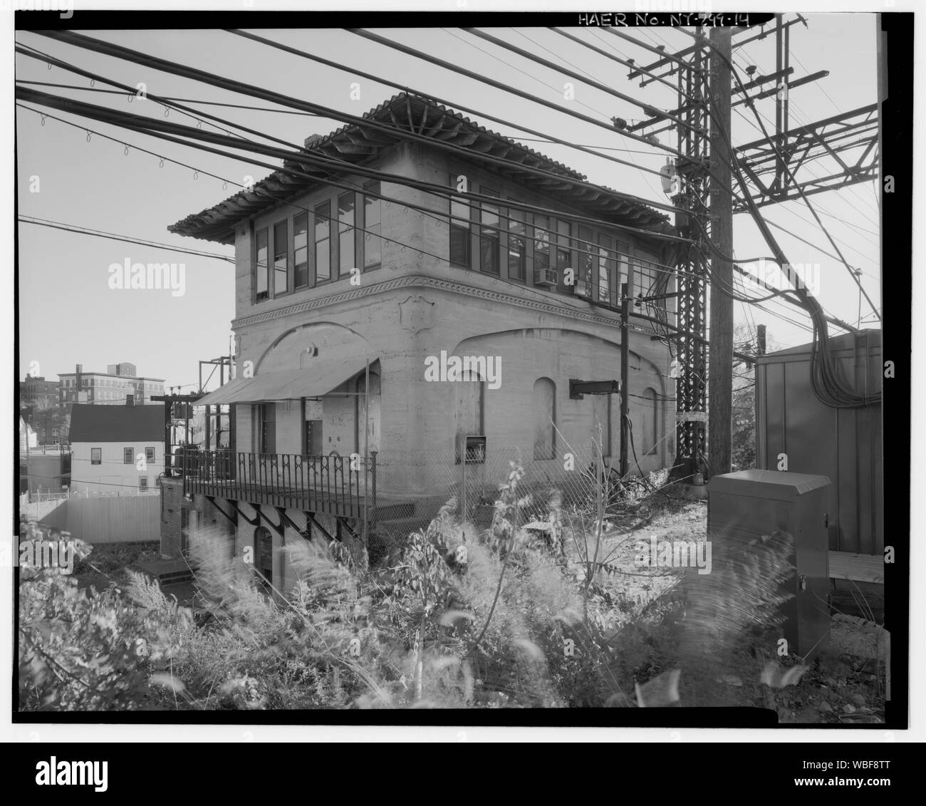 General oblique view of Shell Interlocking Tower, north and west