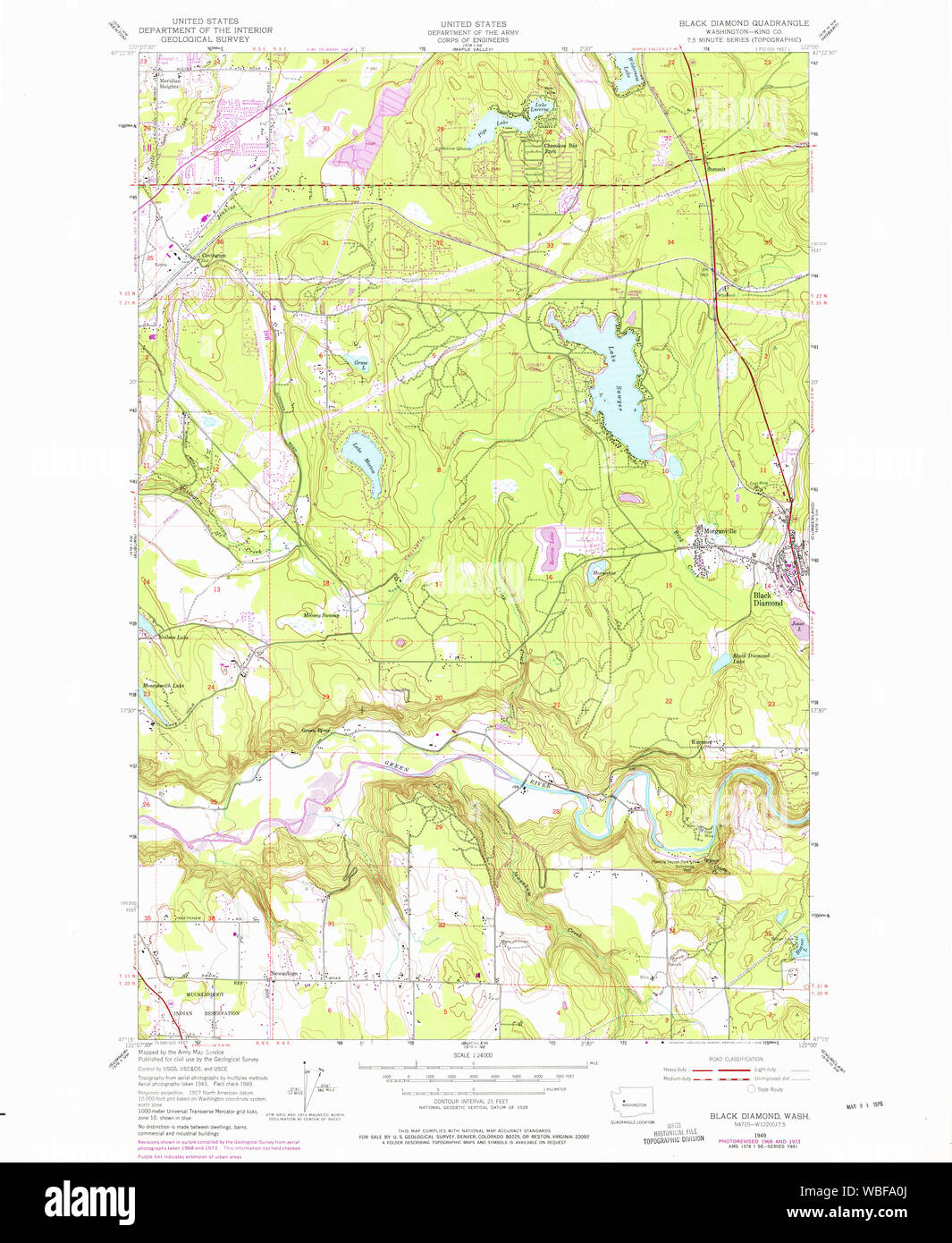 Usgs Topo Map Washington State Wa Black Diamond 240075 1949 24000