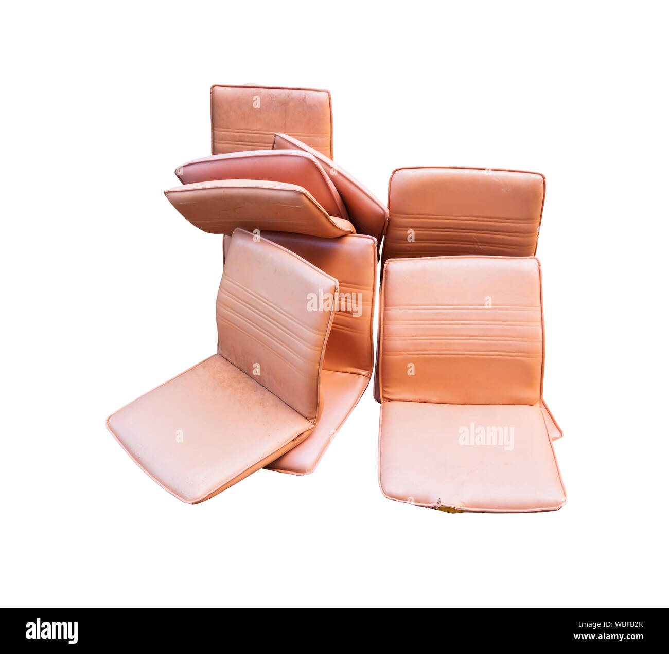 office chair leather brown old damage dirty heap isolated on white